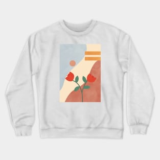 Rose Flower, Botanical Print, Abstract Shapes, Modern Wall Art Crewneck Sweatshirt